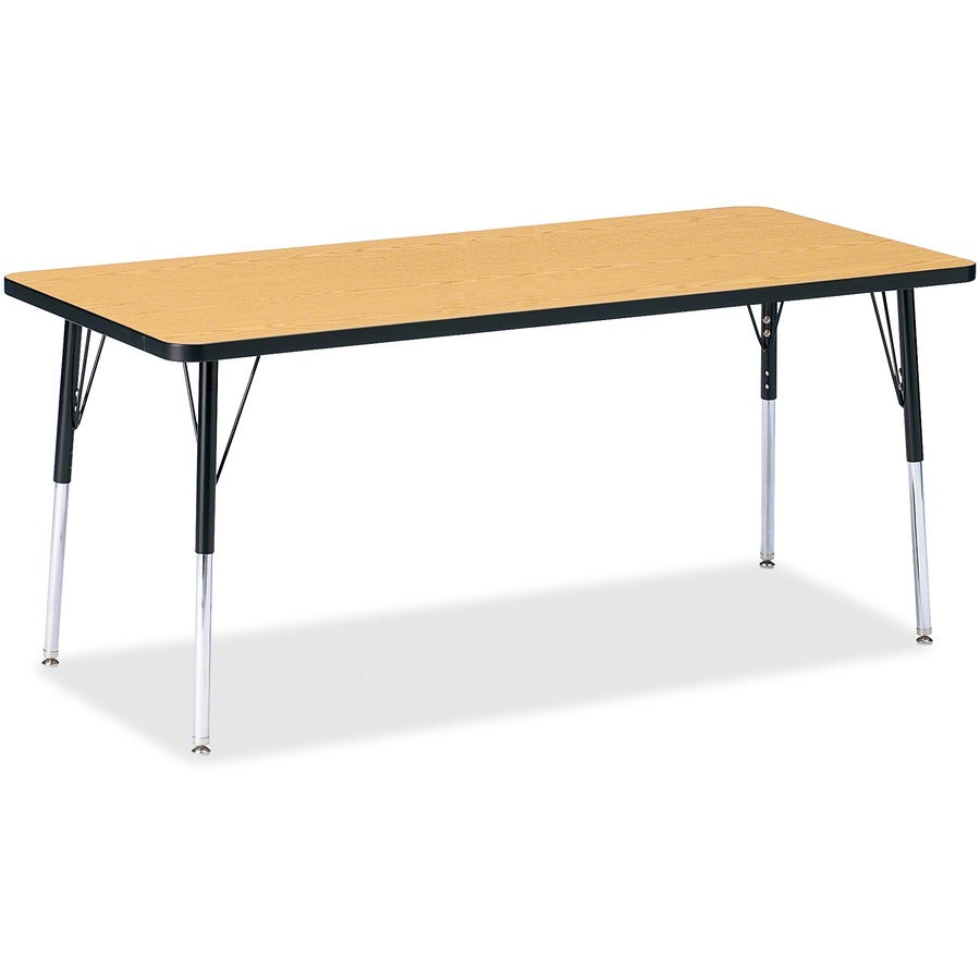 Jonti-Craft Berries Adult Height Color Top Rectangle Table - Black Oak Rectangle, Laminated Top - Four Leg Base - 4 Legs - Height Adjustable - 24" to 31" Adjustment - 72" Table Top Length x 30" Table Top Width x 1.13" Table Top Thickness - 31" Height...