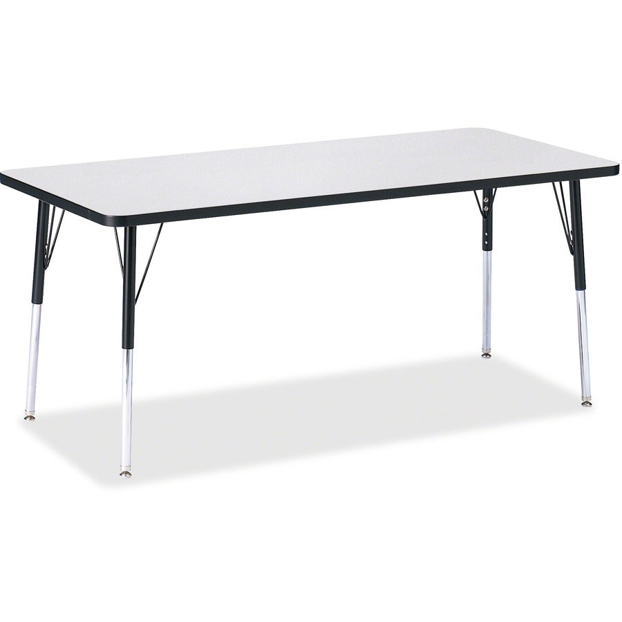 Jonti-Craft Berries Adult Height Color Edge Rectangle Table - Black Rectangle, Laminated Top - Four Leg Base - 4 Legs - Height Adjustable - 24" to 31" Adjustment - 72" Table Top Length x 30" Table Top Width x 1.13" Table Top Thickness - 31" Height - Ar...