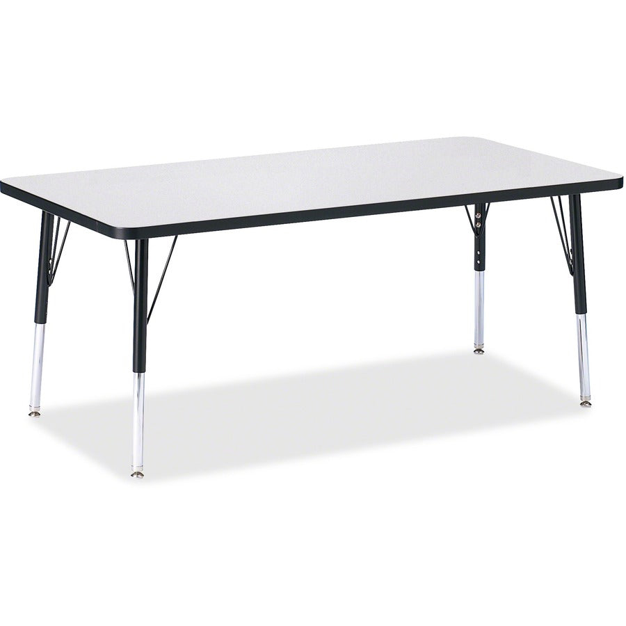 Jonti-Craft Berries Elementary Height Color Edge Rectangle Table - Black Rectangle, Laminated Top - Four Leg Base - 4 Legs - Height Adjustable - 15" to 24" Adjustment - 60" Table Top Length x 30" Table Top Width x 1.13" Table Top Thickness - 24" Height...