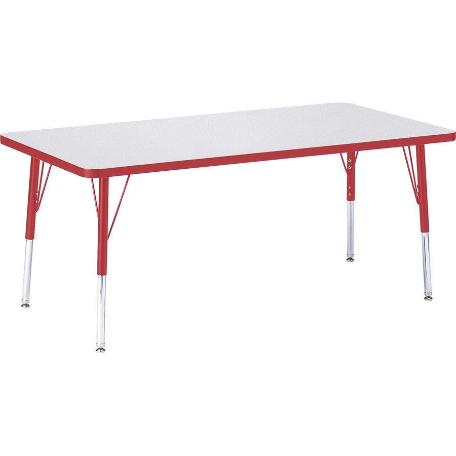 Jonti-Craft Berries Elementary Height Color Edge Rectangular Table - Gray Rectangle, Laminated Top - Four Leg Base - 4 Legs - Height Adjustable - 15" to 24" Adjustment - 60" Table Top Length x 30" Table Top Width x 1.13" Table Top Thickness - 24" Heigh...