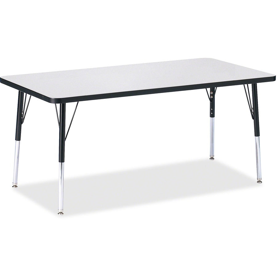 Jonti-Craft Berries Adult Height Color Edge Rectangle Table - Black Rectangle, Laminated Top - Four Leg Base - 4 Legs - Height Adjustable - 24" to 31" Adjustment - 60" Table Top Length x 30" Table Top Width x 1.13" Table Top Thickness - 31" Height - Ar...