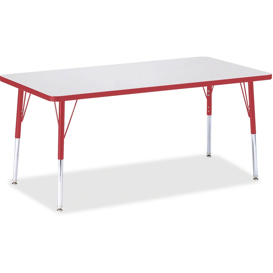 Jonti-Craft Berries Adult Height Color Edge Rectangle Table - Laminated Rectangle, Red Top - Four Leg Base - 4 Legs - Height Adjustable - 24" to 31" Adjustment - 60" Table Top Length x 30" Table Top Width x 1.13" Table Top Thickness - 31" Height - Art...