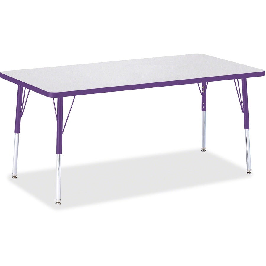 Jonti-Craft Berries Adult Height Color Edge Rectangle Table - Laminated Rectangle, Purple Top - Four Leg Base - 4 Legs - Height Adjustable - 24" to 31" Adjustment - 60" Table Top Length x 30" Table Top Width x 1.13" Table Top Thickness - 31" Height - A...