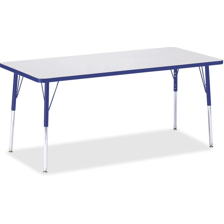 Jonti-Craft Berries Adult Height Color Edge Rectangle Table - Blue Rectangle, Laminated Top - Four Leg Base - 4 Legs - Height Adjustable - 24" to 31" Adjustment - 72" Table Top Length x 30" Table Top Width x 1.13" Table Top Thickness - 31" Height - Art...