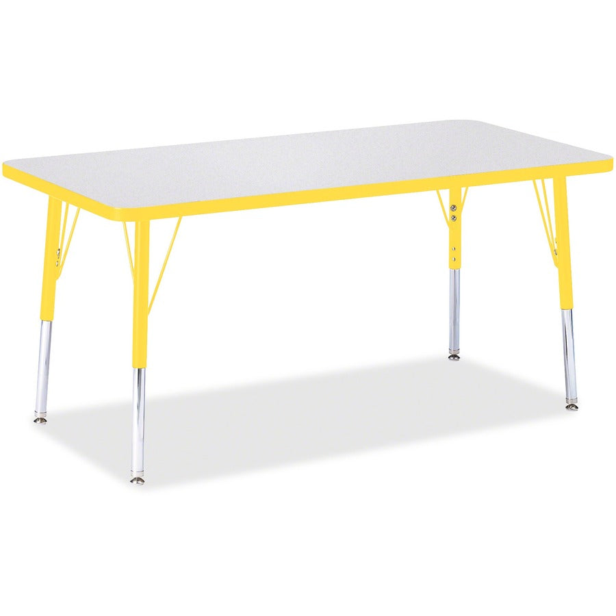 Jonti-Craft Berries Elementary Height Color Edge Rectangle Table - Gray Rectangle Top - Four Leg Base - 4 Legs - Height Adjustable - 15" to 24" Adjustment - 48" Table Top Length x 24" Table Top Width x 1.13" Table Top Thickness - 24" Height - Art, Craf...