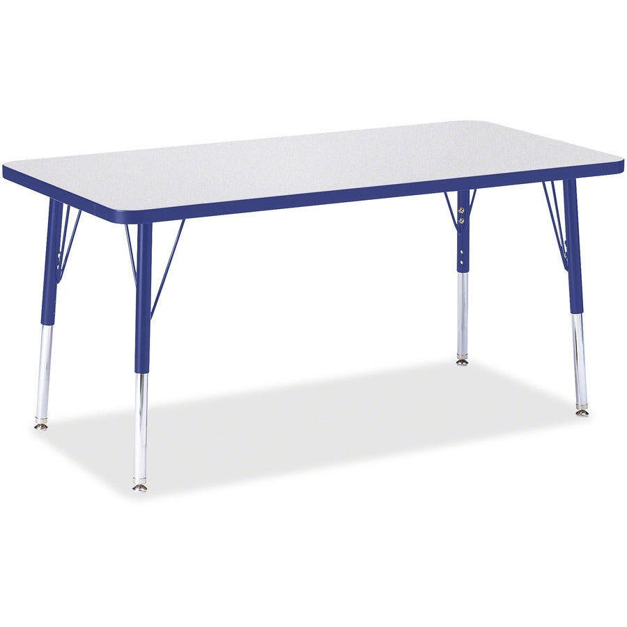 Jonti-Craft Berries Elementary Height Color Edge Rectangle Table - Blue Rectangle Top - Four Leg Base - 4 Legs - Height Adjustable - 15" to 24" Adjustment - 48" Table Top Length x 24" Table Top Width x 1.13" Table Top Thickness - 24" Height - Art, Craf...