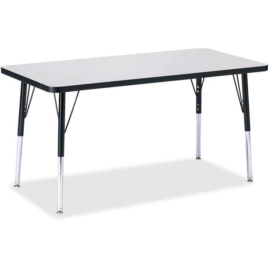 Jonti-Craft Berries Adult Height Color Edge Rectangle Table - Black Rectangle, Laminated Top - Four Leg Base - 4 Legs - Height Adjustable - 24" to 31" Adjustment - 48" Table Top Length x 24" Table Top Width x 1.13" Table Top Thickness - 31" Height - Ar...