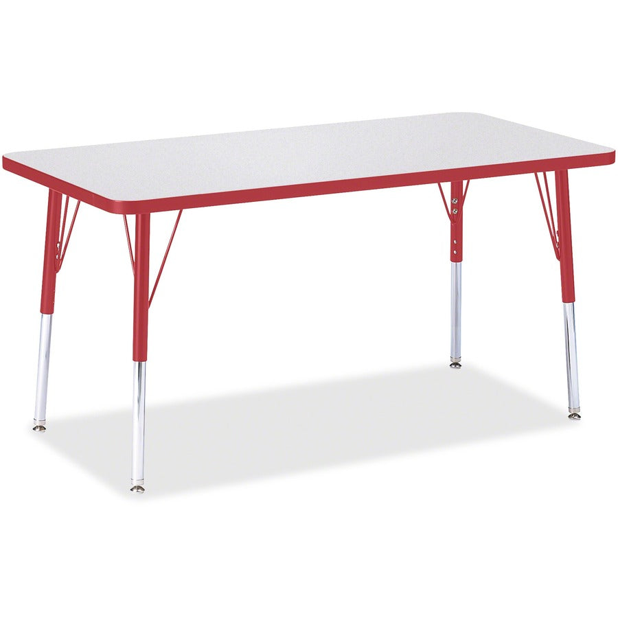Jonti-Craft Berries Adult Height Color Edge Rectangle Table - Laminated Rectangle, Red Top - Four Leg Base - 4 Legs - Height Adjustable - 24" to 31" Adjustment - 48" Table Top Length x 24" Table Top Width x 1.13" Table Top Thickness - 31" Height - Art...
