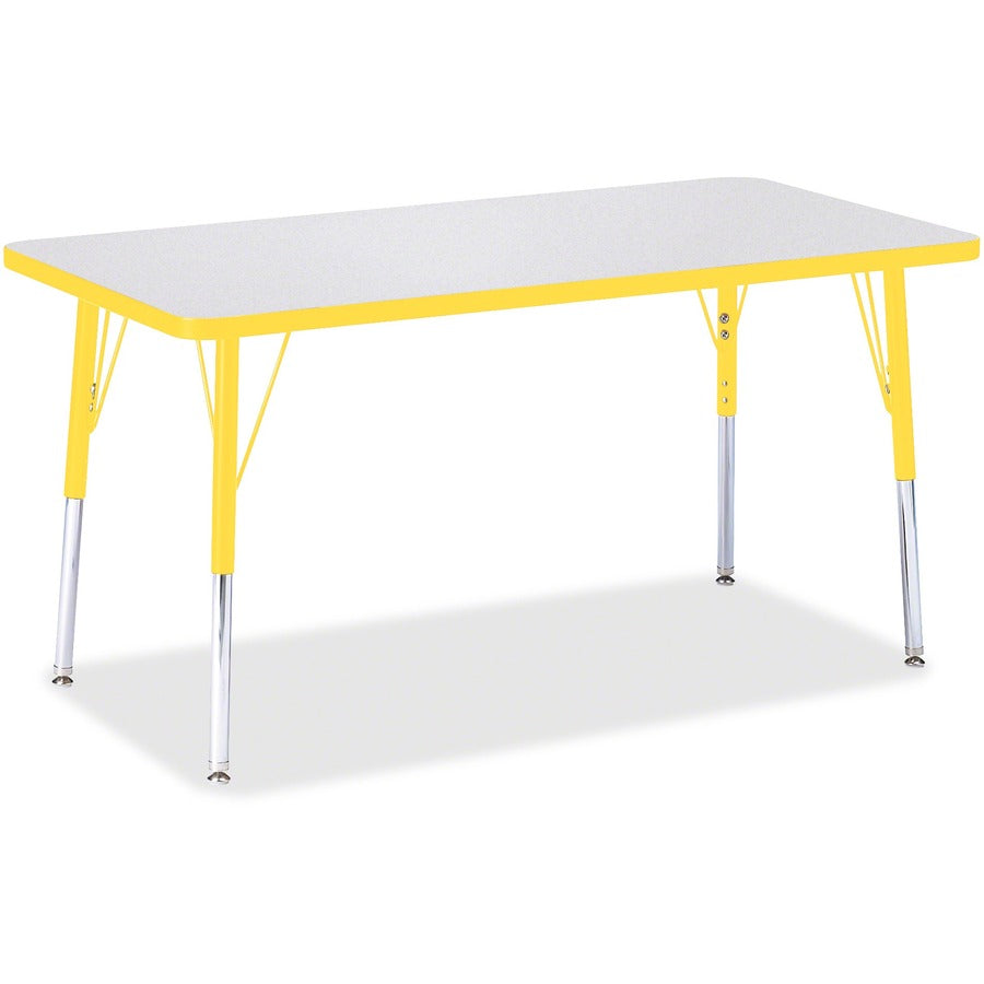 Jonti-Craft Berries Adult Height Color Edge Rectangle Table - Laminated Rectangle, Yellow Top - Four Leg Base - 4 Legs - Height Adjustable - 24" to 31" Adjustment - 48" Table Top Length x 24" Table Top Width x 1.13" Table Top Thickness - 31" Height - A...