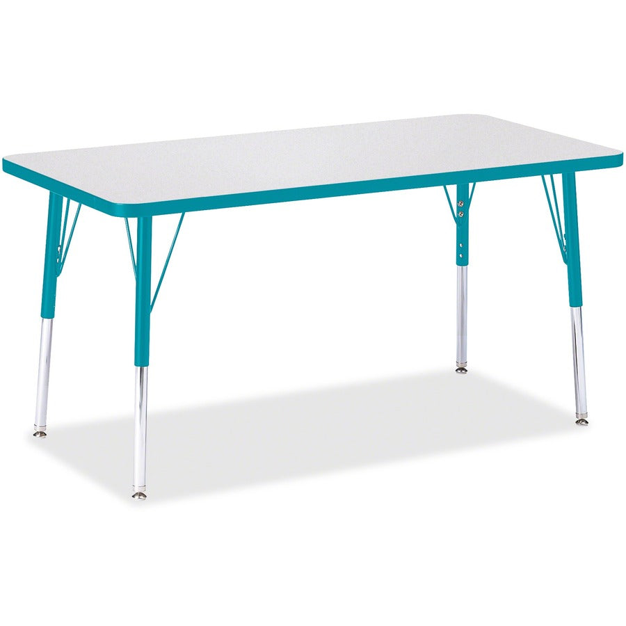 Jonti-Craft Berries Adult Height Color Edge Rectangle Table - Laminated Rectangle, Teal Top - Four Leg Base - 4 Legs - Height Adjustable - 24" to 31" Adjustment - 48" Table Top Length x 24" Table Top Width x 1.13" Table Top Thickness - 31" Height - Art...