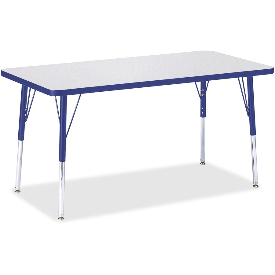 Jonti-Craft Berries Adult Height Color Edge Rectangle Table - Gray Rectangle, Laminated Top - Four Leg Base - 4 Legs - Height Adjustable - 24" to 31" Adjustment - 48" Table Top Length x 24" Table Top Width x 1.13" Table Top Thickness - 31" Height - Art...