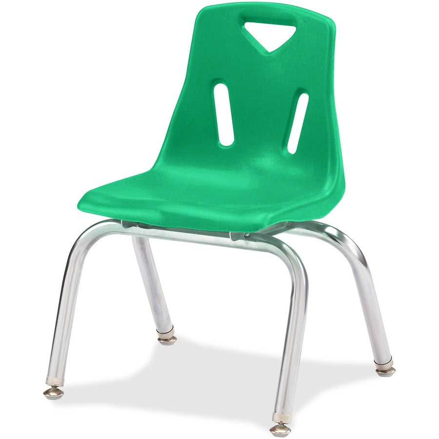 Jonti-Craft Berries Plastic Chairs with Chrome-Plated Legs - Green Seat Color - Polypropylene Seat Material - Steel Frame Material - Four-legged Base - Green - 1 Each