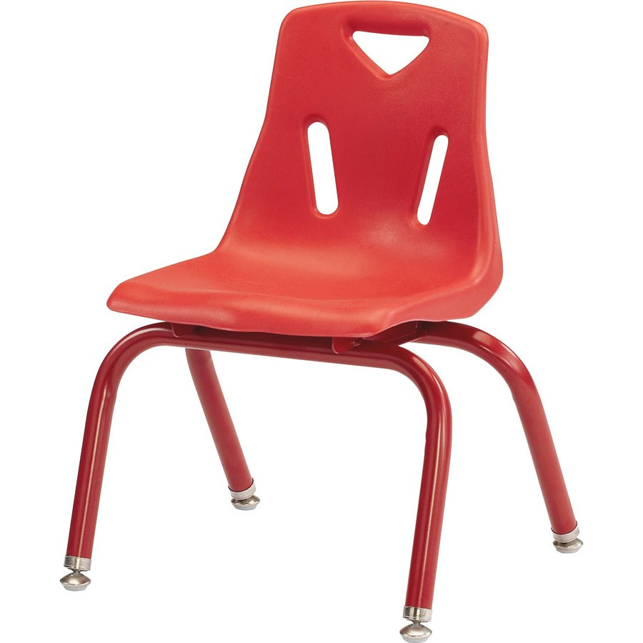 Jonti-Craft Berries Powder-Coated Leg Color 14" Plastic Chair - Steel Frame Material - Red - Plastic, Polypropylene - 1 Each