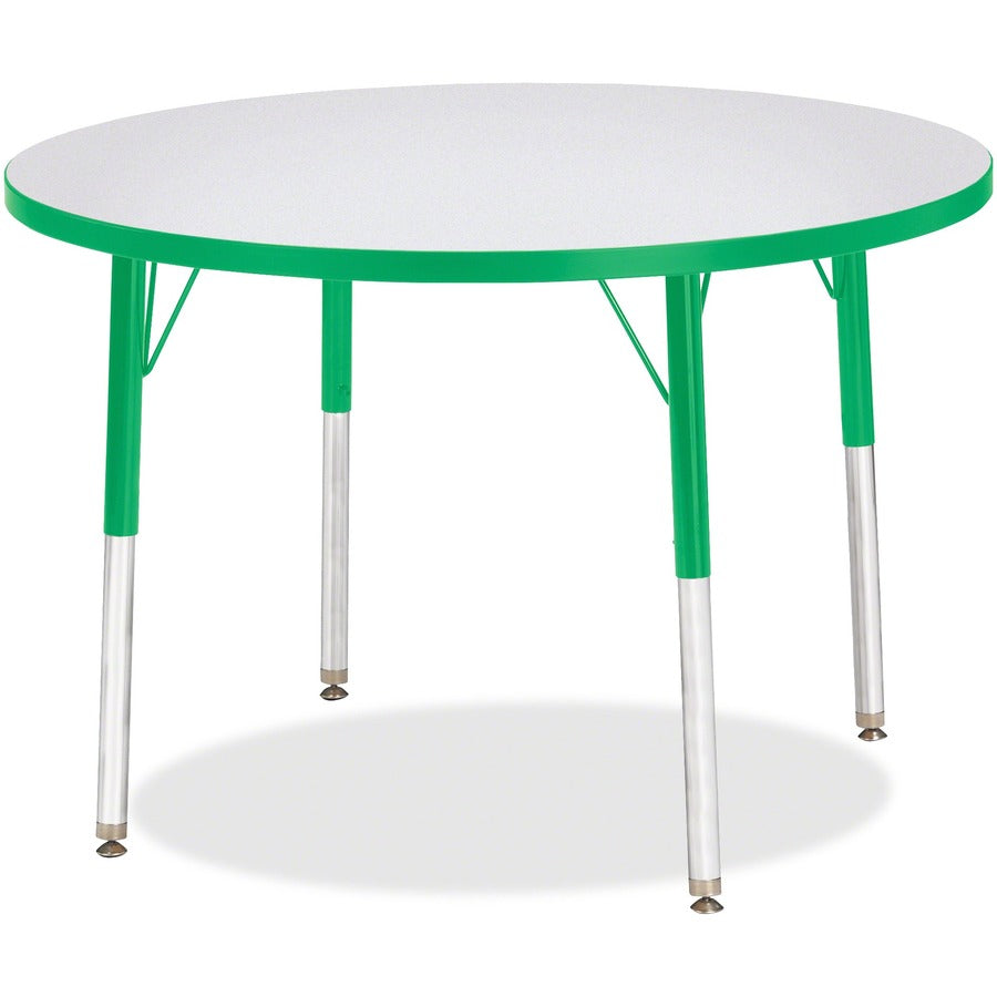 Jonti-Craft Berries Adult Height Color Edge Round Table - Green Round, Laminated Top - Four Leg Base - 4 Legs - Height Adjustable - 24" to 31" Adjustment x 1.13" Table Top Thickness x 36" Table Top Diameter - 31" Height - Art, Craft - Assembly Required...