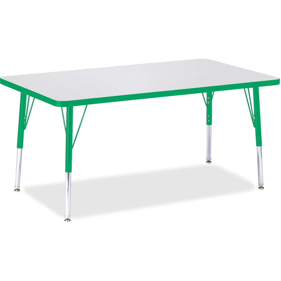 Jonti-Craft Berries Elementary Height Color Edge Rectangle Table - Gray Rectangle Top - Four Leg Base - 4 Legs - Height Adjustable - 15" to 24" Adjustment - 48" Table Top Length x 30" Table Top Width x 1.13" Table Top Thickness - 24" Height - Art, Craf...