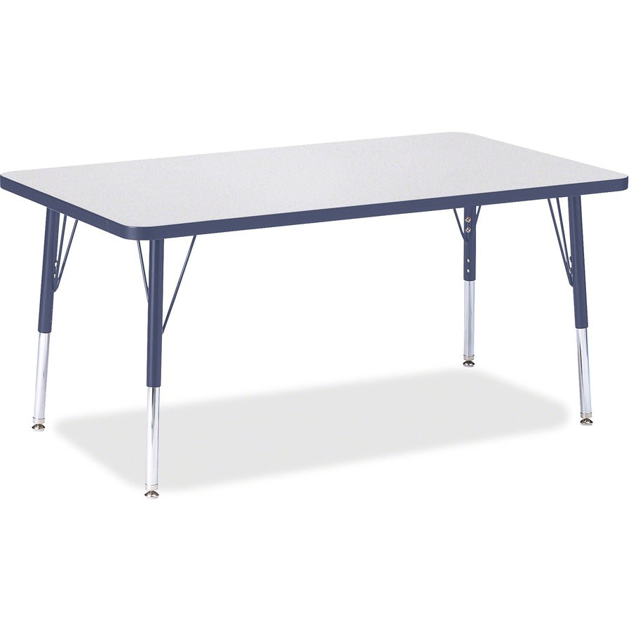 Jonti-Craft Berries Elementary Height Color Edge Rectangle Table - Gray Rectangle Top - Four Leg Base - 4 Legs - Height Adjustable - 15" to 24" Adjustment - 48" Table Top Length x 30" Table Top Width x 1.13" Table Top Thickness - 24" Height - Art, Craf...