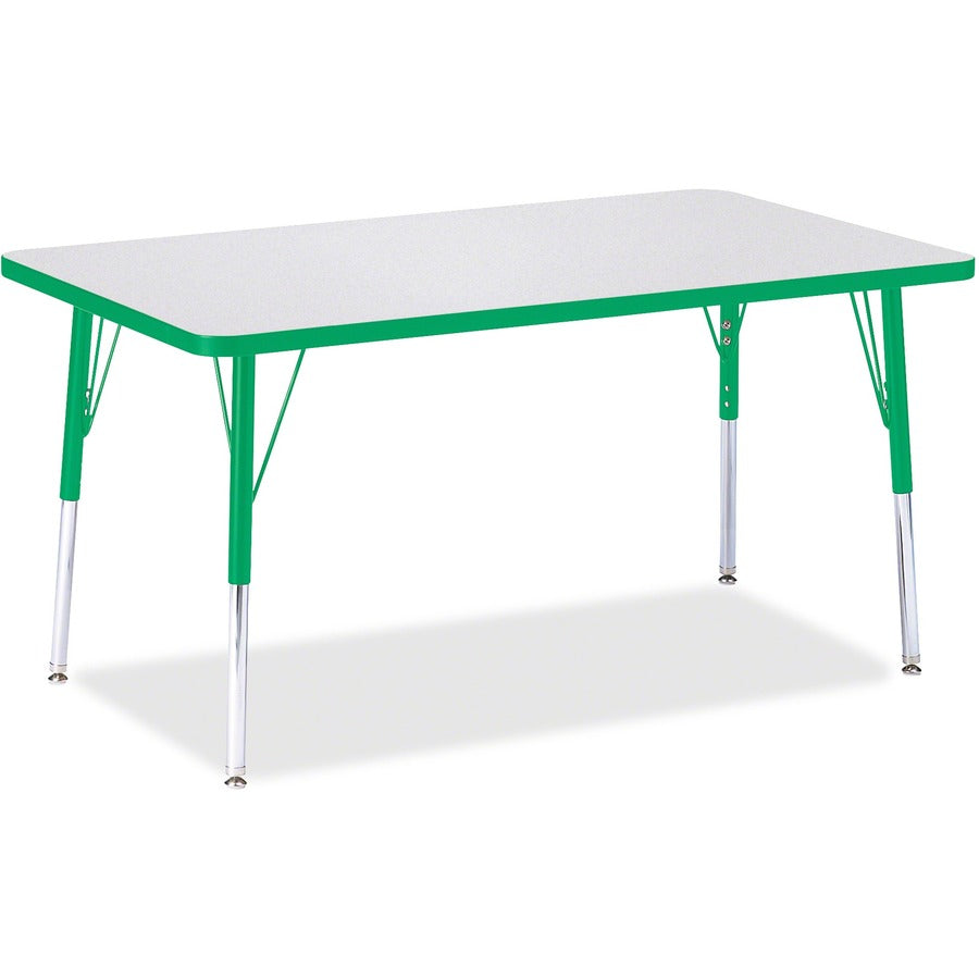 Jonti-Craft Berries Adult Height Color Edge Rectangle Table - Green Rectangle, Laminated Top - Four Leg Base - 4 Legs - Height Adjustable - 24" to 31" Adjustment - 48" Table Top Length x 30" Table Top Width x 1.13" Table Top Thickness - 31" Height - Ar...