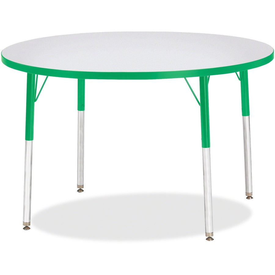 Jonti-Craft Berries Adult Height Color Edge Round Table - Green Round, Laminated Top - Four Leg Base - 4 Legs - Height Adjustable - 24" to 31" Adjustment x 1.13" Table Top Thickness x 42" Table Top Diameter - 31" Height - Art, Craft - Assembly Required...