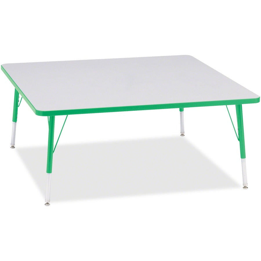 Jonti-Craft Berries Elementary Height Color Edge Square Table - Green Square, Laminated Top - Four Leg Base - 4 Legs - Height Adjustable - 15" to 24" Adjustment - 48" Table Top Length x 48" Table Top Width x 1.13" Table Top Thickness - 24" Height - Art...