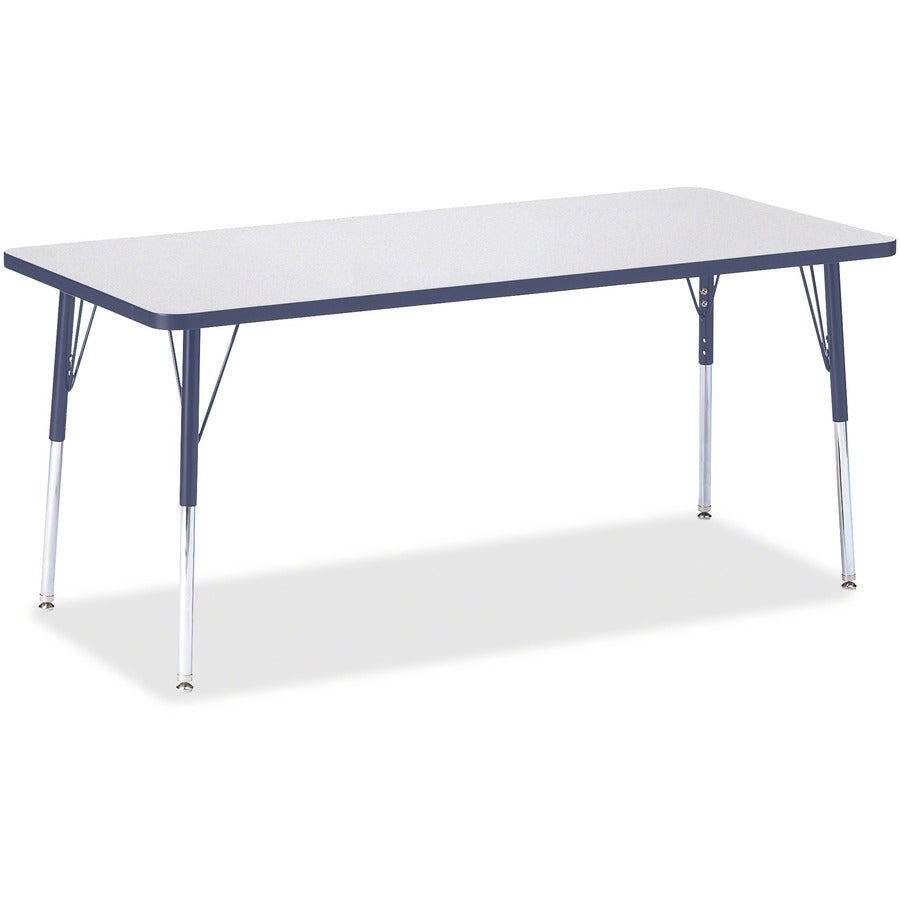 Jonti-Craft Berries Adult Height Color Edge Rectangle Table - Laminated Rectangle, Navy Top - Four Leg Base - 4 Legs - Height Adjustable - 24" to 31" Adjustment - 72" Table Top Length x 30" Table Top Width x 1.13" Table Top Thickness - 31" Height - Art...