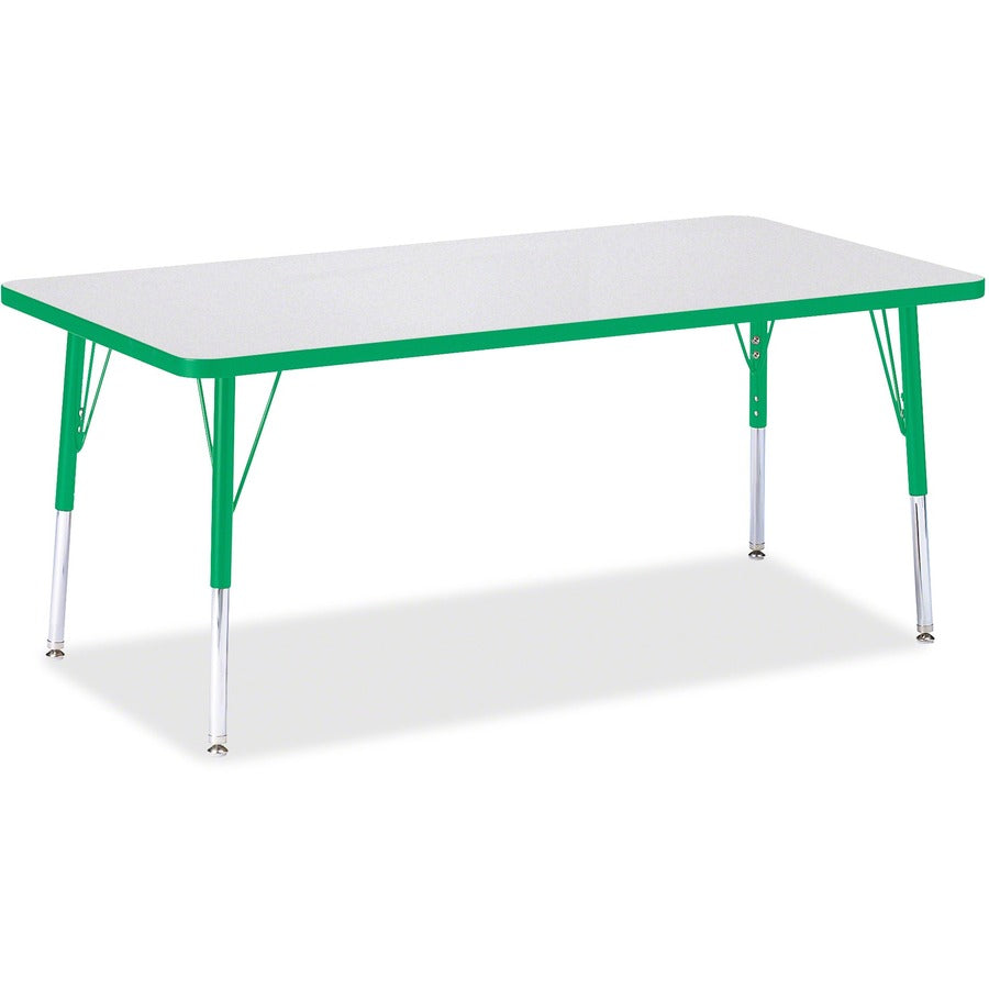 Jonti-Craft Berries Elementary Height Color Edge Rectangle Table - Green Rectangle, Laminated Top - Four Leg Base - 4 Legs - Height Adjustable - 15" to 24" Adjustment - 60" Table Top Length x 30" Table Top Width x 1.13" Table Top Thickness - 24" Height...