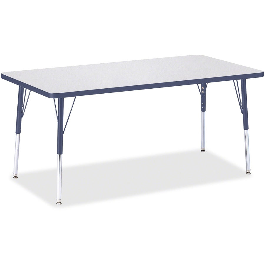 Jonti-Craft Berries Adult Height Color Edge Rectangle Table - Laminated Rectangle, Navy Top - Four Leg Base - 4 Legs - Height Adjustable - 24" to 31" Adjustment - 60" Table Top Length x 30" Table Top Width x 1.13" Table Top Thickness - 31" Height - Art...