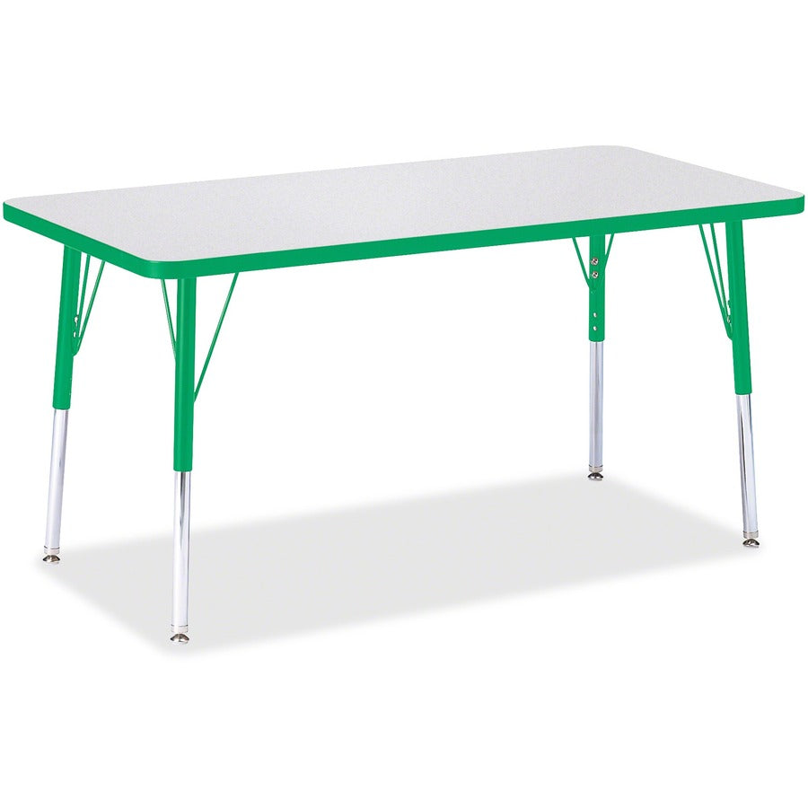 Jonti-Craft Berries Adult Height Color Edge Rectangle Table - Green Rectangle, Laminated Top - Four Leg Base - 4 Legs - Height Adjustable - 24" to 31" Adjustment - 48" Table Top Length x 24" Table Top Width x 1.13" Table Top Thickness - 31" Height - Ar...