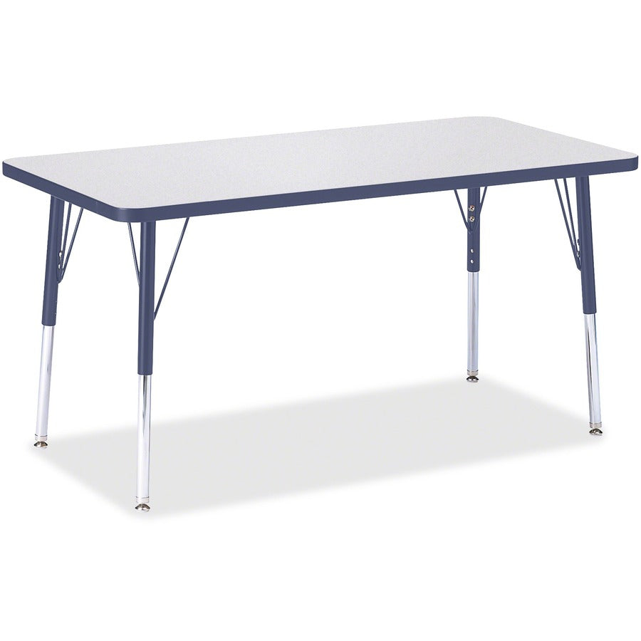 Berries Berries Adult Height Color Edge Rectangle Table - Gray Rectangle Top - Four Leg Base - 4 Legs - Height Adjustable - 24" to 31" Adjustment - 48" Table Top Length x 24" Table Top Width x 1.13" Table Top Thickness - 31" Height - Art, Craft - Assem...
