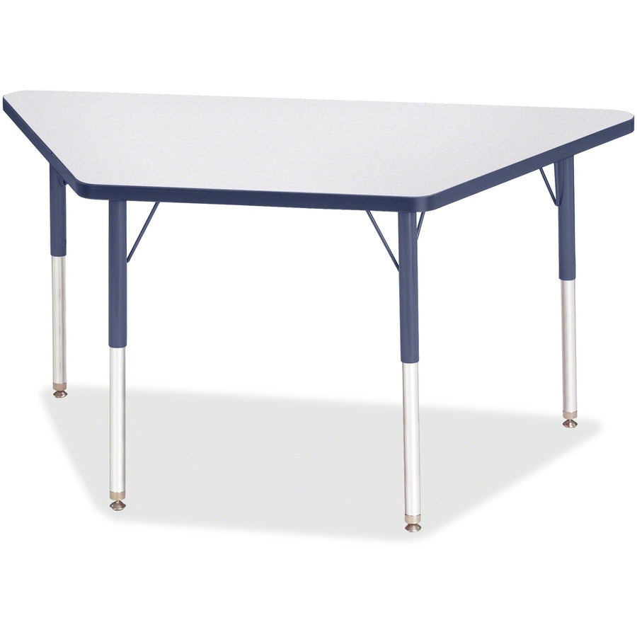Jonti-Craft Berries Adult-Size Gray Laminate Trapezoid Table - Laminated Trapezoid, Gray Top - Four Leg Base - 4 Legs - Height Adjustable - 24" to 31" Adjustment - 48" Table Top Length x 24" Table Top Width x 1.13" Table Top Thickness - 31" Height - Ed...