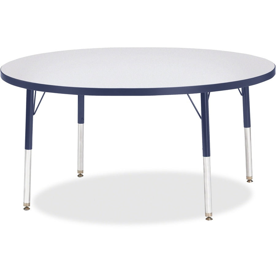 Jonti-Craft Berries Elementary Height Color Edge Round Table - Navy Round Top - Four Leg Base - 4 Legs - Height Adjustable - 15" to 24" Adjustment x 1.13" Table Top Thickness x 48" Table Top Diameter - 24" Height - Art, Craft - Assembly Required - Frec...