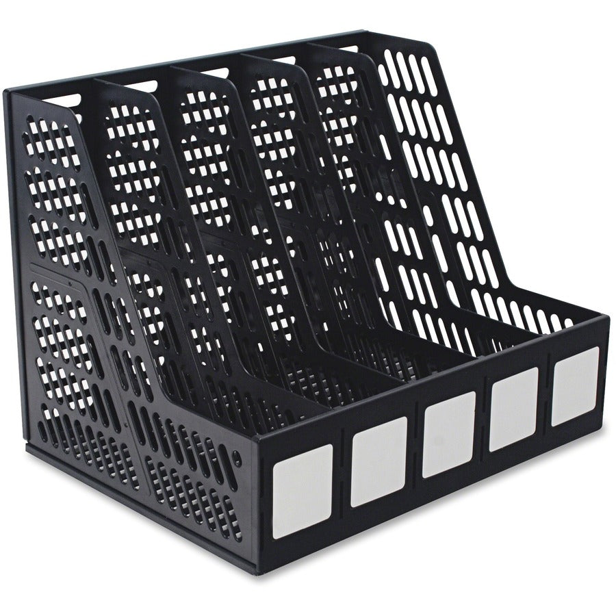 Advantus 5-compartment Magazine/Literature File - 5 Compartment(s) - Desktop - Durable, Lightweight, Labeling Area - Black - Plastic - 1 Each