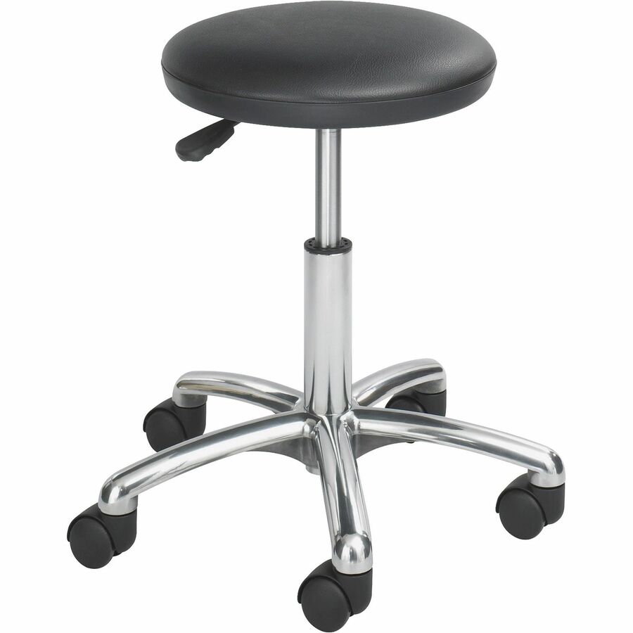 Safco Economy Height Adjustable Lab Stool - Black Seat Color - Vinyl Seat Material - 5-star Base - Black - 1 Each