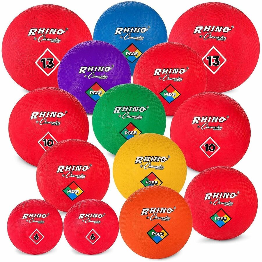 Champion Sports Mixed Playground Ball Set - Assorted, Blue, Red - Nylon, Rubber - 1 Set