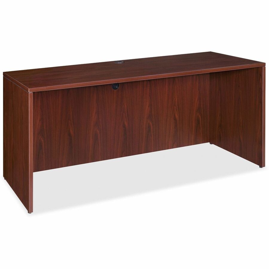 Lorell Essentials Series Credenza Shell - 29.5" Height x 66.1" Width x 23.6" Depth x 1" Thickness - Finish: Laminate, Mahogany - Grommet, Durable, Adjustable Feet - 1 Each