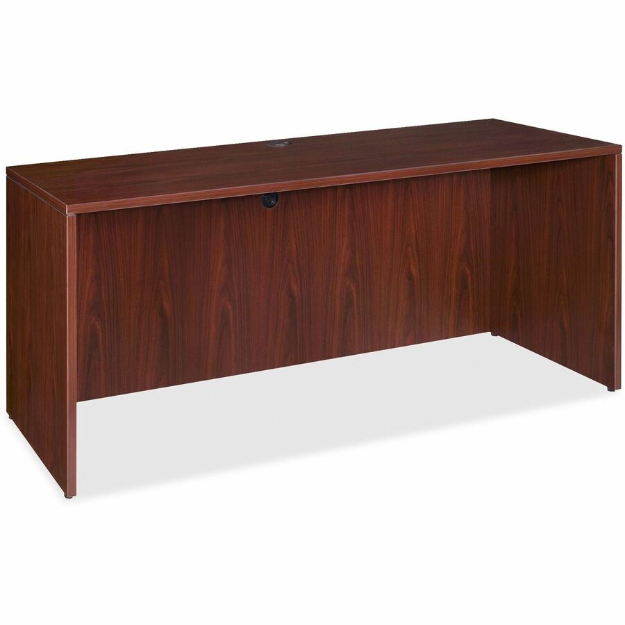 Lorell Essentials Series Credenza Shell - 29.5" Height x 70.9" Width x 23.6" Depth - Finish: Laminate, Mahogany - Grommet, Durable, Adjustable Feet - 1 Each