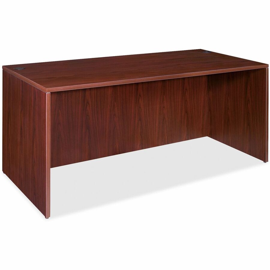 Lorell Essentials Series Rectangular Desk Shell - 29.5" Height x 66.1" Width x 29.5" Depth x 1" Thickness - Finish: Laminate, Mahogany - Grommet, Modesty Panel, Durable, Adjustable Feet - 1 Each