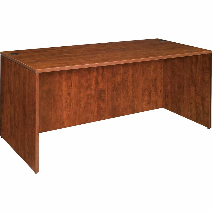 Lorell Essentials Series Rectangular Desk Shell - 29.5" Height x 66.1" Width x 29.5" Depth - Finish: Cherry, Laminate - Grommet, Modesty Panel - 1 Each