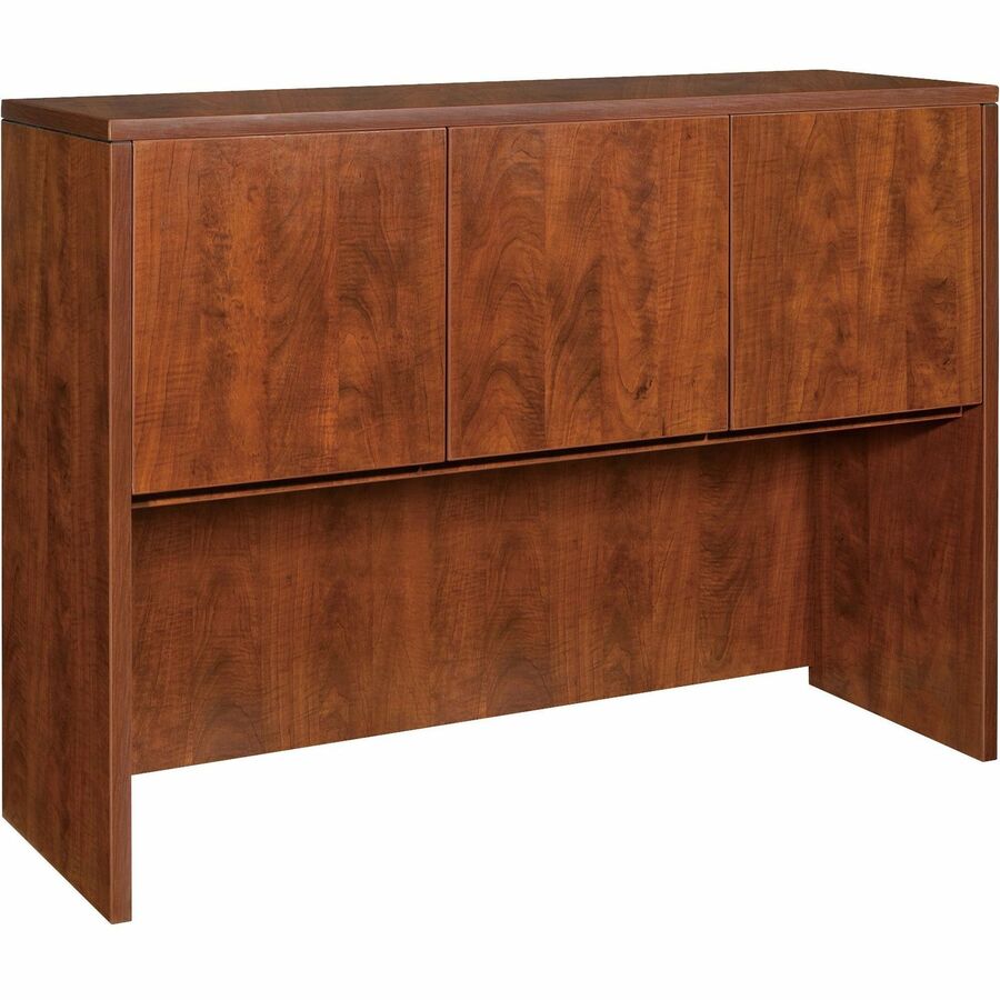 Lorell Essentials Series Stack-on Hutch with Doors - 36" Height x 47.3" Width x 14.8" Depth - 3 Door(s) - Finish: Cherry, Laminate - Grommet, Cord Management - 1 Each