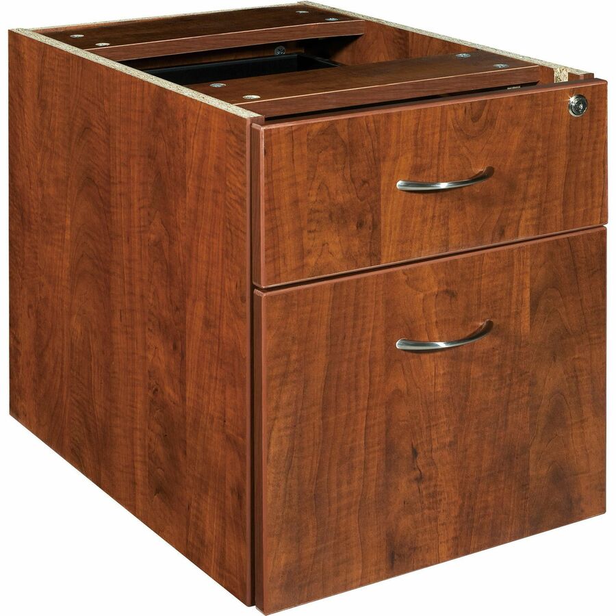 Lorell Essentials Series Box/File Hanging File Cabinet - 18.9" Height x 15.5" Width x 21.9" Depth - Total Drawer(s): 2 - Double Pedestal - Finish: Cherry, Laminate - 1 Each