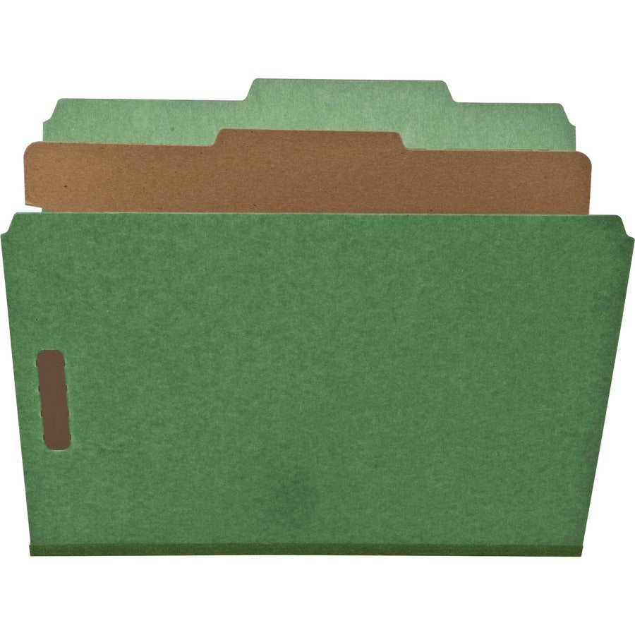 Nature Saver Letter Recycled Classification Folder - 8 1/2" x 11" - 2" for Folder - Top Tab Location - 1 Divider - 25 pt. - Green - 100% Recycled - 10 / Box
