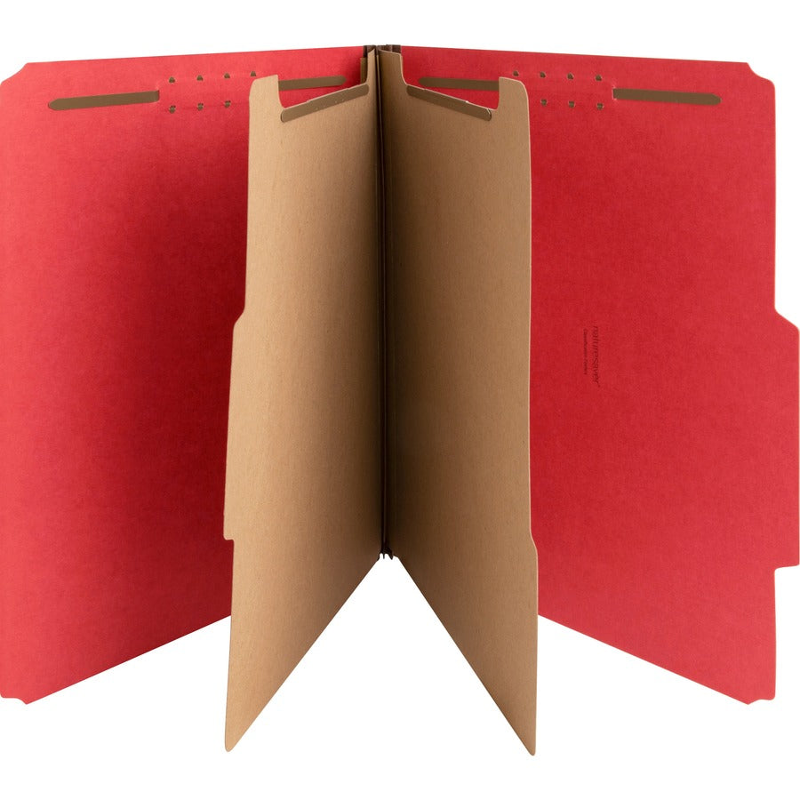 Nature Saver Letter Recycled Classification Folder - 8 1/2" x 11" - 2" for Folder - 2 Divider - 25 pt. - Red - 100% Recycled - 10 / Box