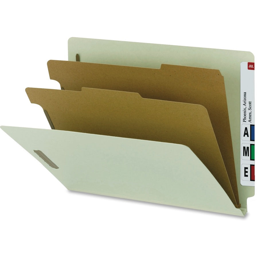 Nature Saver Letter Recycled Classification Folder - 8 1/2" x 11" - 2 Fastener - 2" for Folder - 2 Divider - 25 pt. - Gray - 100% Recycled - 10 / Box
