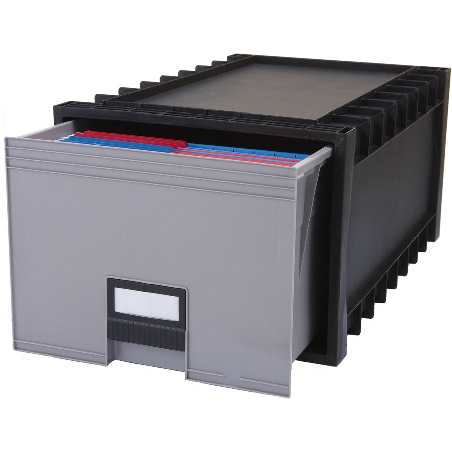 Storex Archive Files Storage Box - External Dimensions: 15.1" Width x 24.3" Depth x 11.4" Height - Media Size Supported: Letter - Heavy Duty - Stackable - Polypropylene - Black, Gray - For File - 1 Each