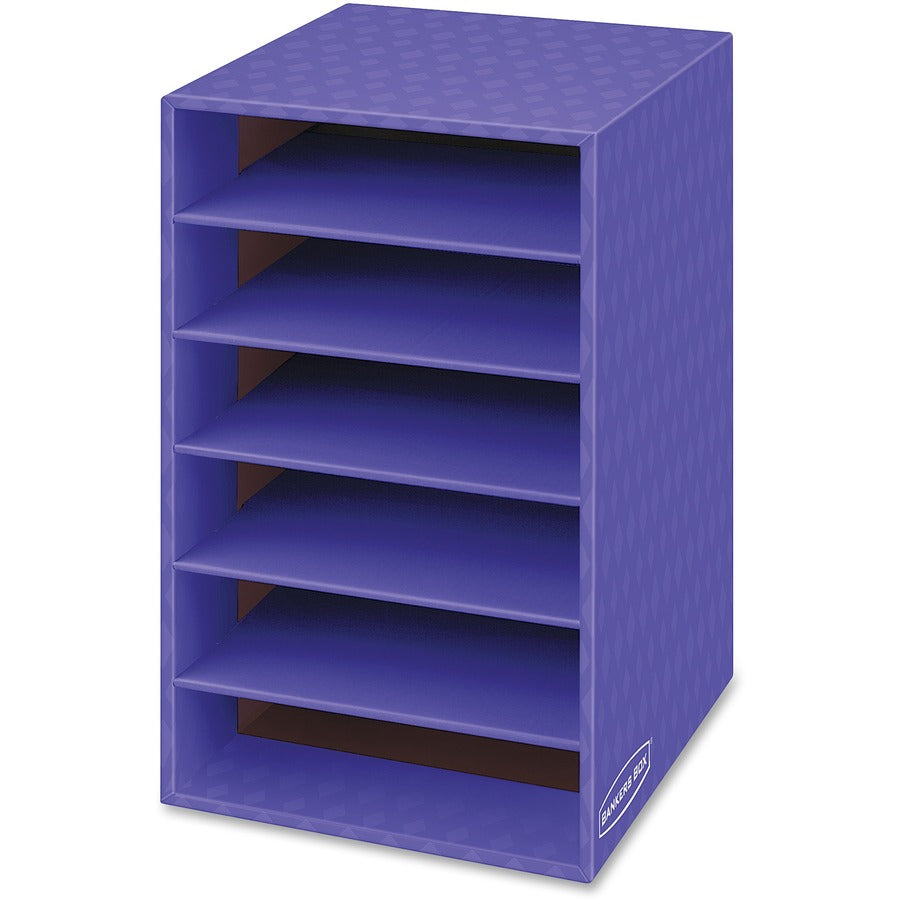 Fellowes 6-Compartment Shelf Organizer - 6 Compartment(s) - Compartment Size : 2.63" x 11" x 13" - 18" Height x 11.88" Width x 13.25" Depth - Desktop - Sturdy - 60% Recycled - Purple - Corrugated Paper - 1 Each