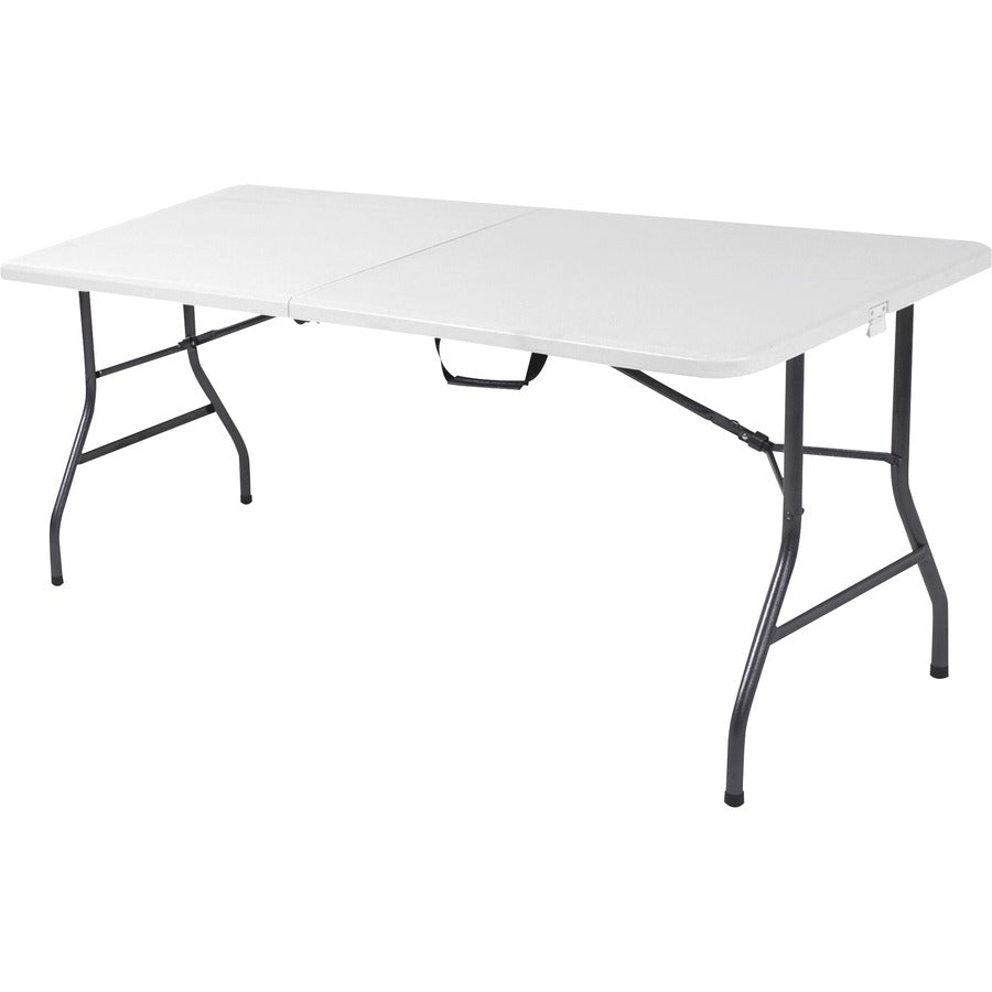 Cosco 6 foot Centerfold Blow Molded Folding Table - Rectangle Top - Folding Base - 29.62" Table Top Width x 72" Table Top Depth - 29.25" Height - White - Steel Frame Material - 1 Each