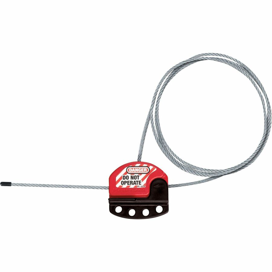 Master Lock Adjustable Cable Lockout - 6 ft Dia) Cable - Black, Red - Plastic