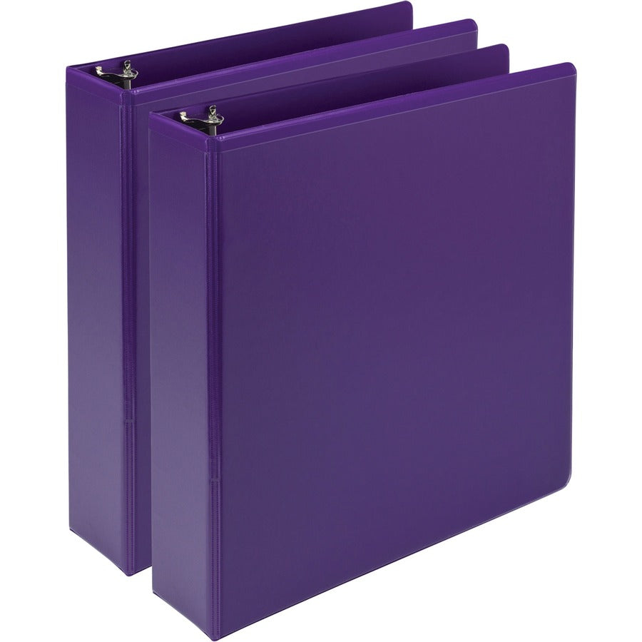 Samsill Earth's Choice Plant-based View Binders - 2" Binder Capacity - Letter - 8 1/2" x 11" Sheet Size - 425 Sheet Capacity - 3 Ring - Fastener: Round Ring - Pocket: 2, Internal - Chipboard, Plastic, Polypropylene - Purple - 2.24 lb - Recycled - Clear...