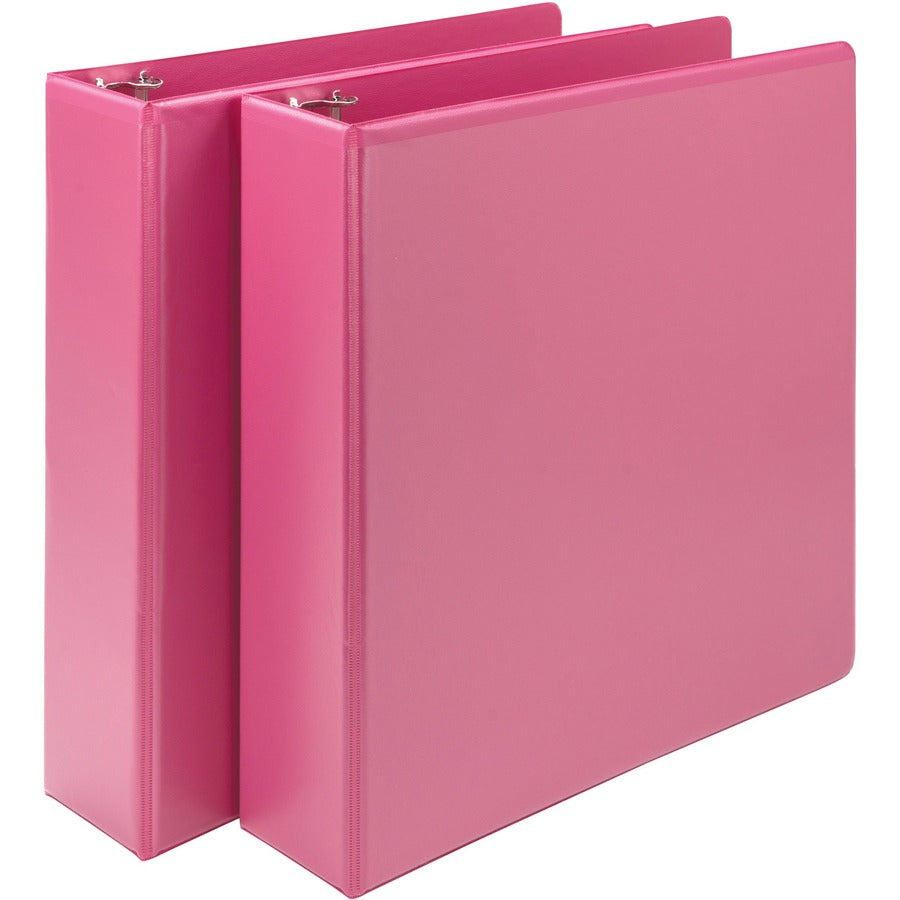 Samsill Earth's Choice Plant-based View Binders - 2" Binder Capacity - Letter - 8 1/2" x 11" Sheet Size - 425 Sheet Capacity - 3 Ring - Fastener: Round Ring - Pocket: 2, Internal - Chipboard, Polypropylene, Plastic - Berry Pink - 2.24 lb - Recycled - C...