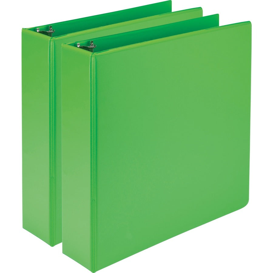 Samsill Earth's Choice Plant-based View Binders - 2" Binder Capacity - Letter - 8 1/2" x 11" Sheet Size - 425 Sheet Capacity - 3 Ring - Fastener: Round Ring - Pocket: 2, Internal - Chipboard, Polypropylene, Plastic - Lime - 2.24 lb - Recycled - Clear O...