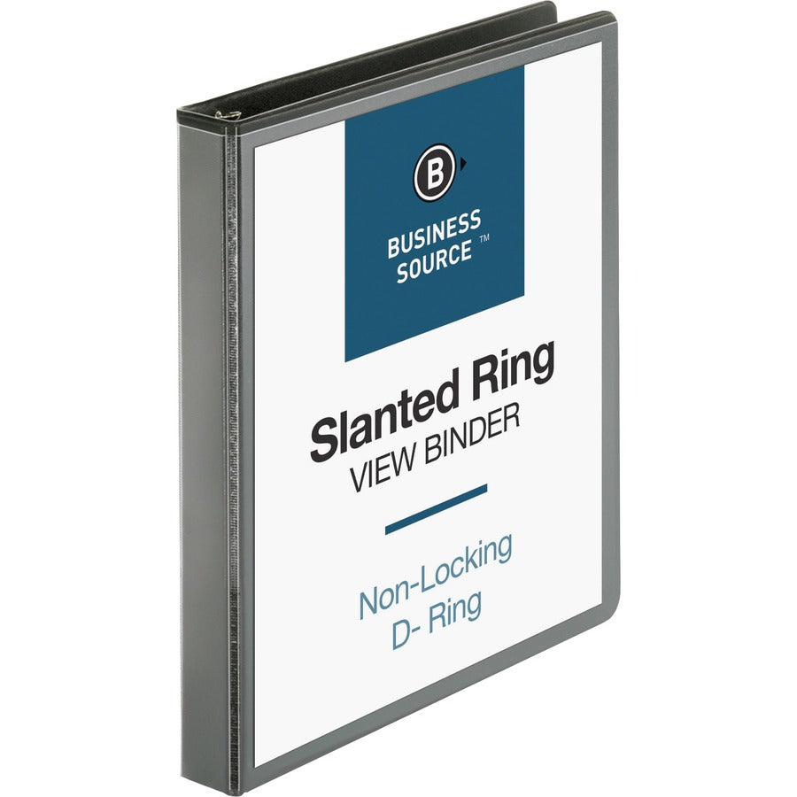 Business Source Basic D-Ring View Binders - 1" Binder Capacity - Letter - 8 1/2" x 11" Sheet Size - Fastener: D-Ring - Polypropylene - Black - Clear Overlay - 1 Each